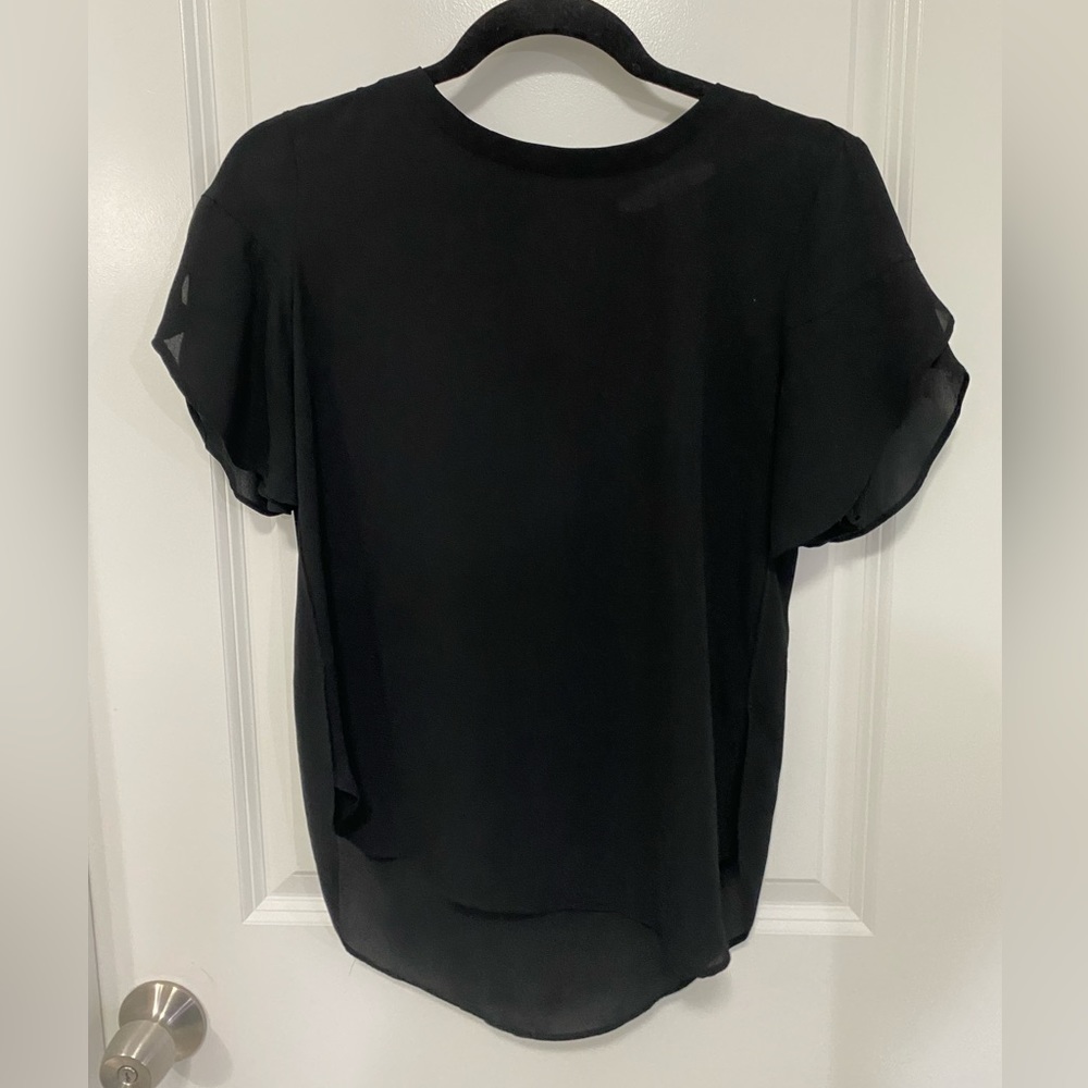 Black Blouse with Petal Sleeves by LOFT